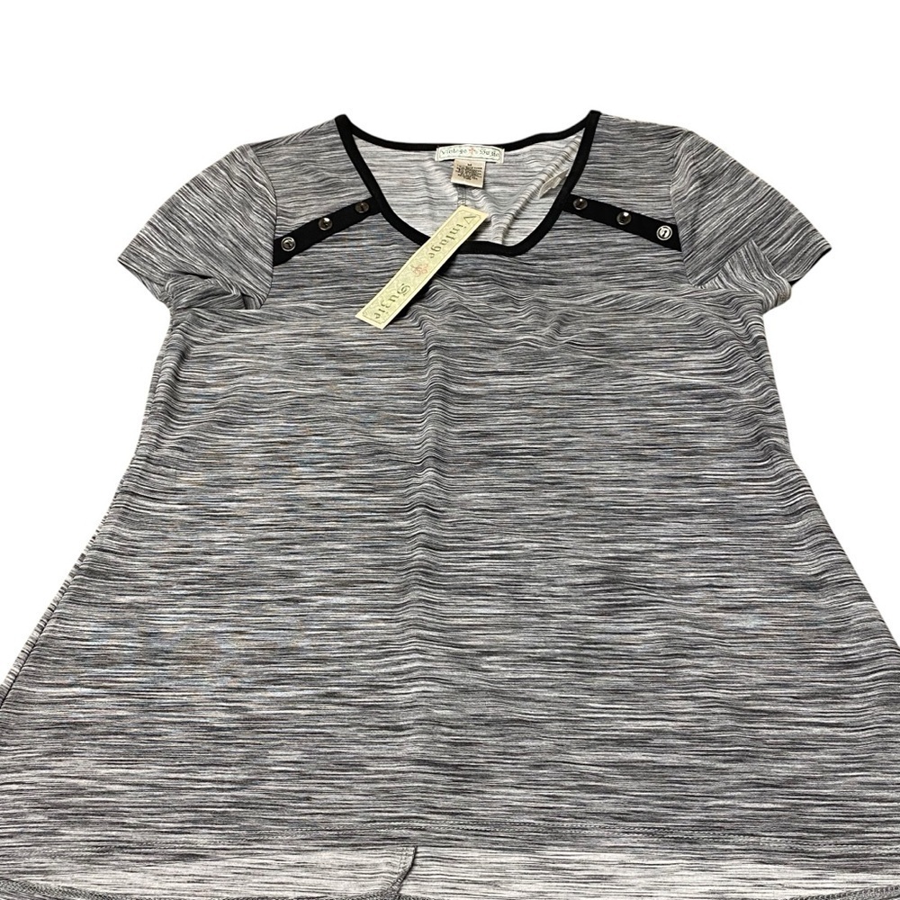 Vintage Suzie Pull On Casual Ladies Top‎ Black Polyester Size Medium NWT - Picture 4 of 7